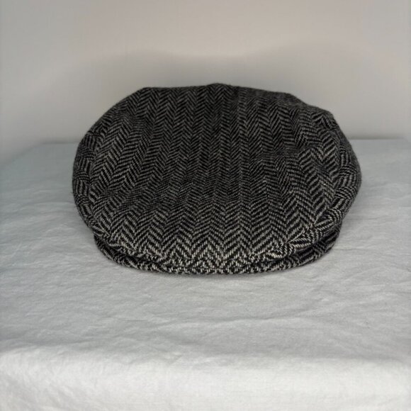 STETSON Wool Blend Flat Cap Mens M Black Gray - Picture 6 of 9